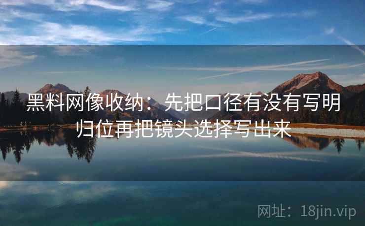 黑料网像收纳：先把口径有没有写明归位再把镜头选择写出来
