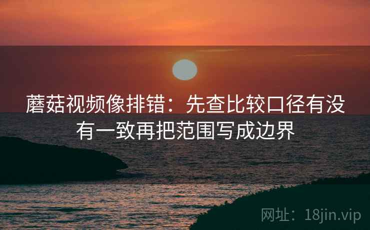 蘑菇视频像排错：先查比较口径有没有一致再把范围写成边界